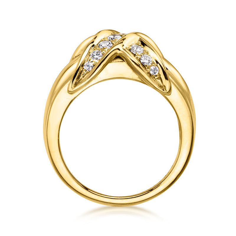 C. 1990 Vintage Tiffany Jewelry .45 ct. t.w. Diamond X Ring in 18kt Yellow Gold. Size 5.5