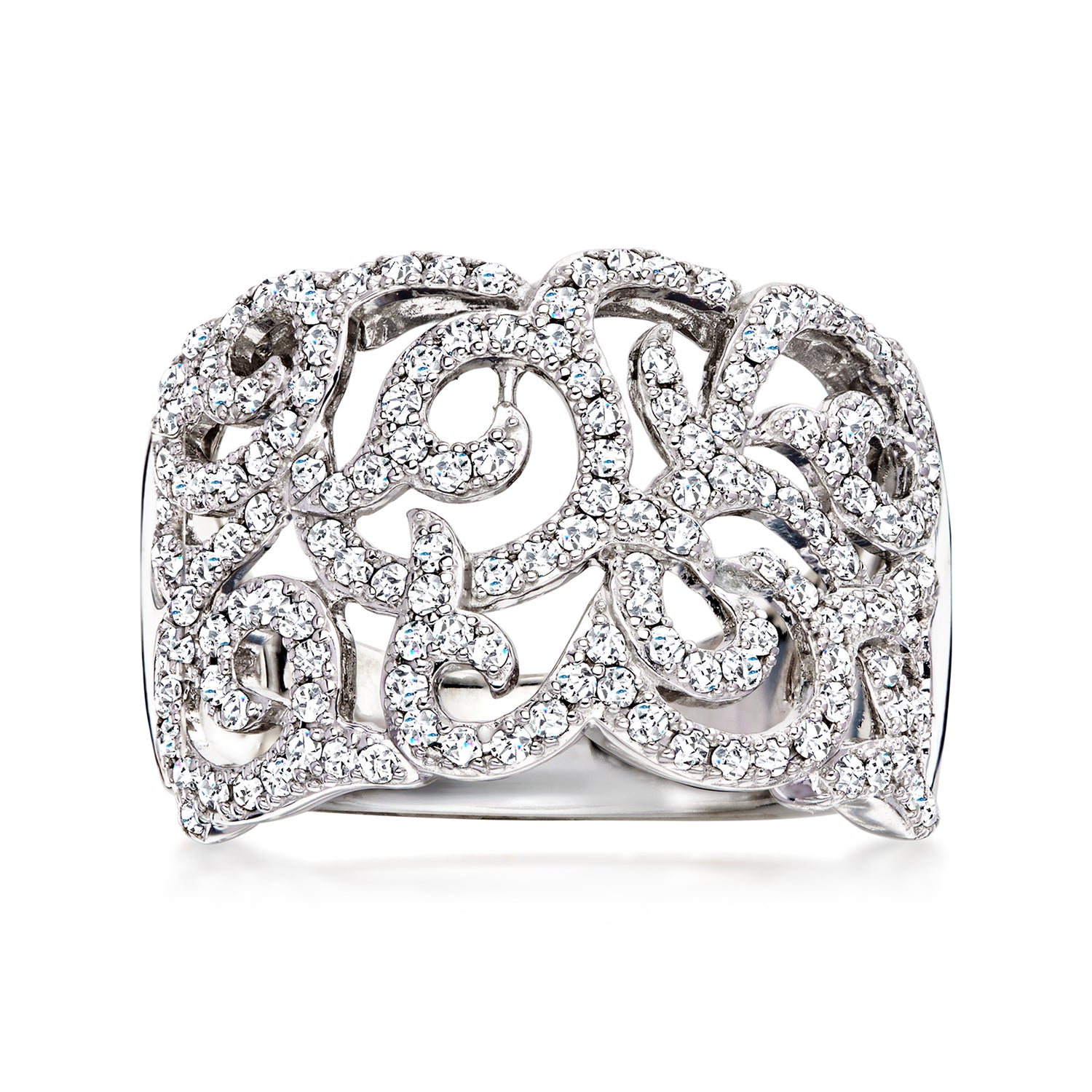 C. 2000 Vintage 1.51 ct. t.w. Diamond Scrollwork Ring in 14kt White Gold