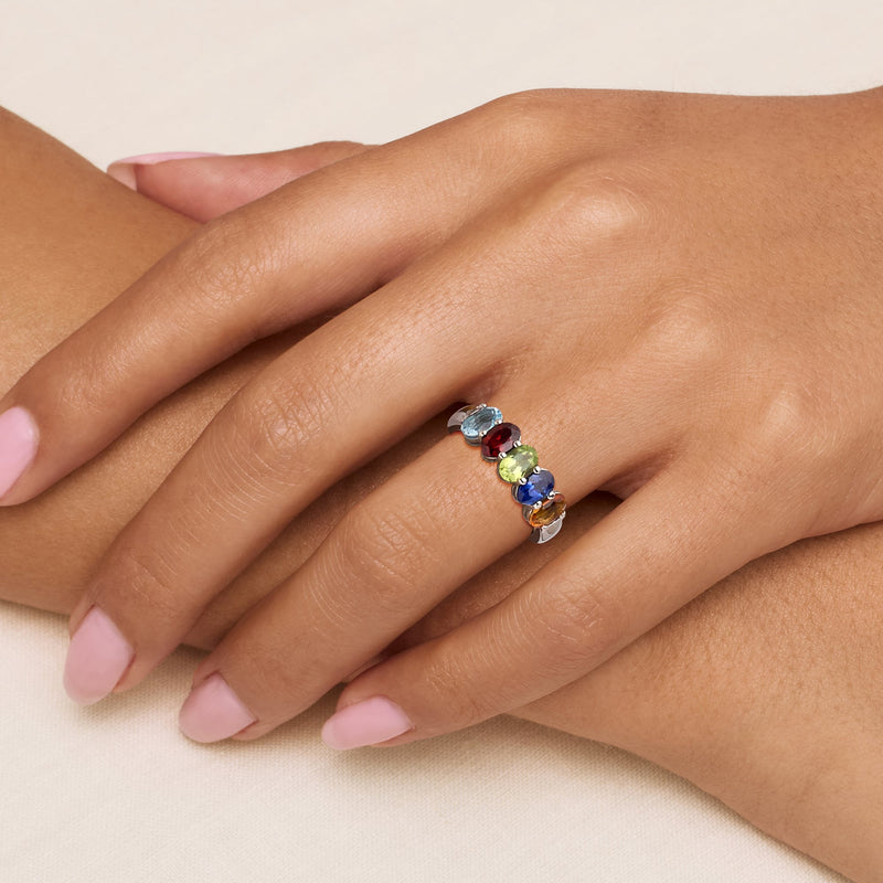 C. 1990 Vintage 2.55 ct. t.w. Multi-Gemstone Ring in 14kt White Gold. Size 6.5