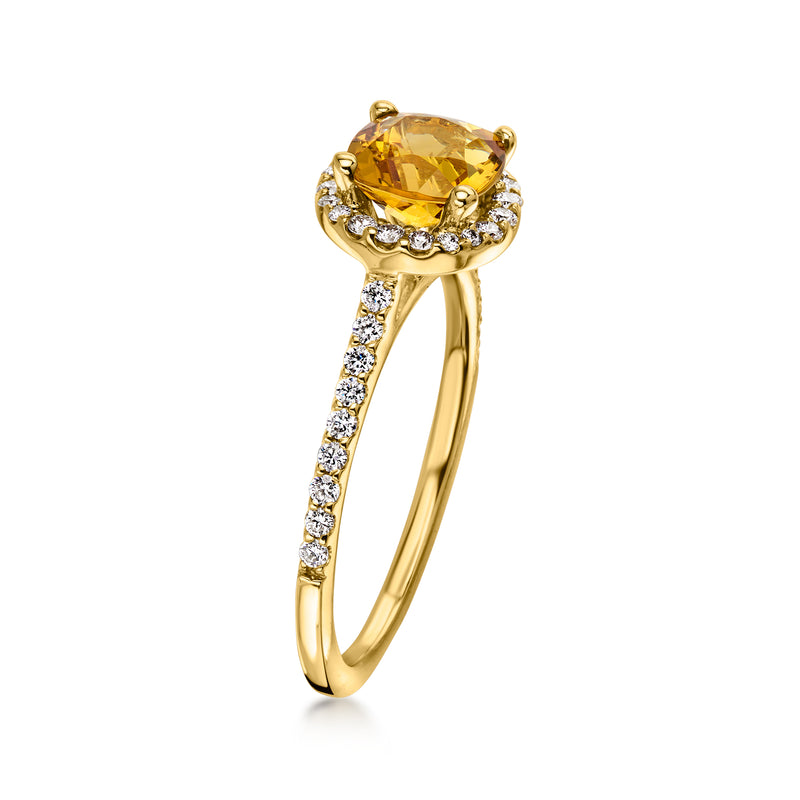 C. 1990 Vintage 1.10 Carat Citrine Ring with .40 ct. t.w. Diamonds in 14kt Yellow Gold. Size 6.25