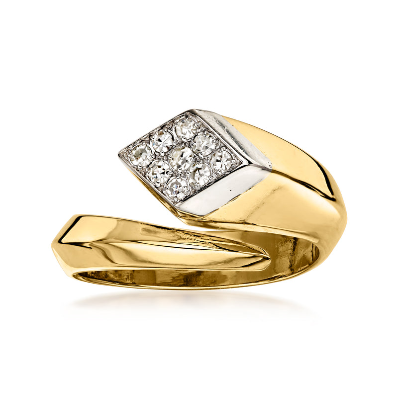 C. 1980 Vintage .20 ct. t.w. Diamond Bypass Ring in 14kt Yellow Gold. Size 6.5