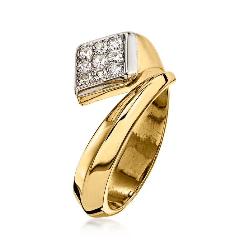 C. 1980 Vintage .20 ct. t.w. Diamond Bypass Ring in 14kt Yellow Gold. Size 6.5