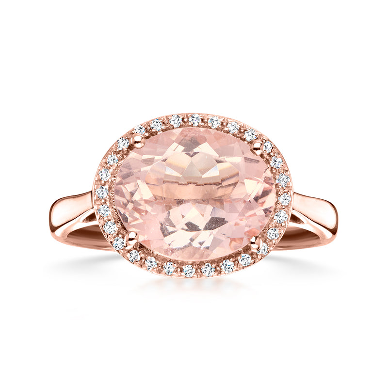 C. 1990 Vintage 4.00 Carat Morganite Ring with .15 ct. t.w. Diamonds in 14kt Rose Gold. Size 7.5
