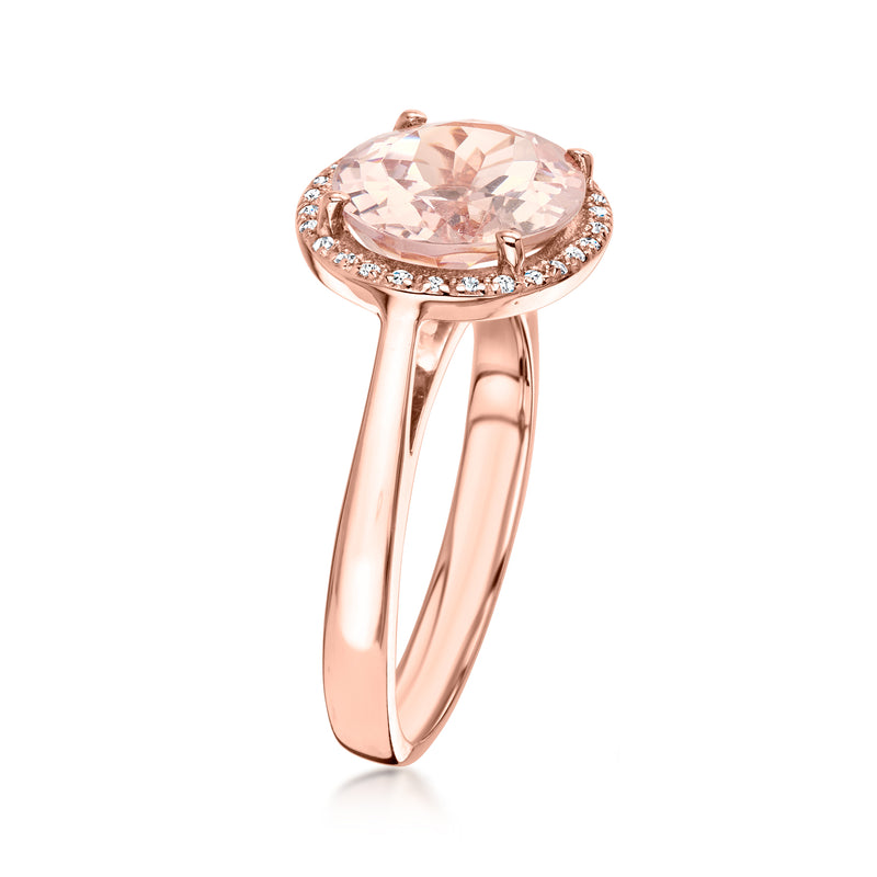 C. 1990 Vintage 4.00 Carat Morganite Ring with .15 ct. t.w. Diamonds in 14kt Rose Gold. Size 7.5