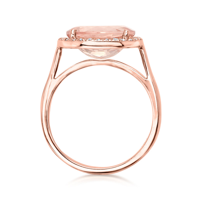 C. 1990 Vintage 4.00 Carat Morganite Ring with .15 ct. t.w. Diamonds in 14kt Rose Gold. Size 7.5