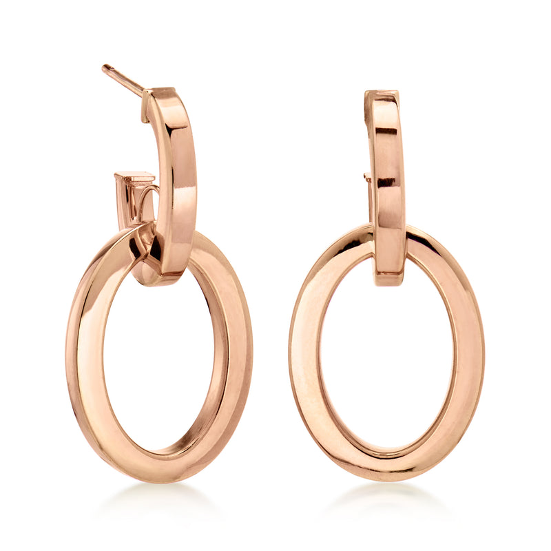 C. 2000 Vintage 14kt Rose Gold Oval Drop Earrings