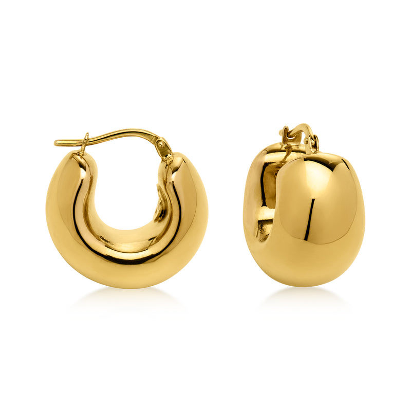 C. 1990 Vintage 14kt Yellow Gold Chunky Hoop Earrings. 15/16"