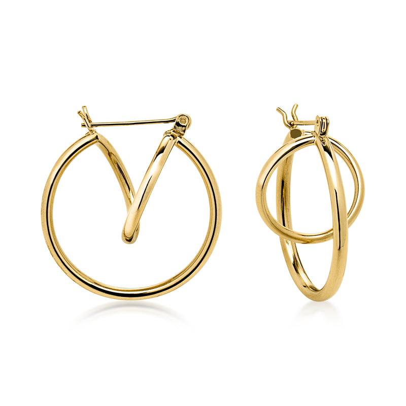 C. 1990 Vintage 14kt Yellow Gold Double-Hoop Earrings. 1"