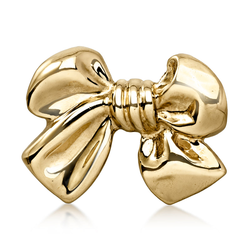 14kt yellow gold bow slide pendant with polished curved knot details