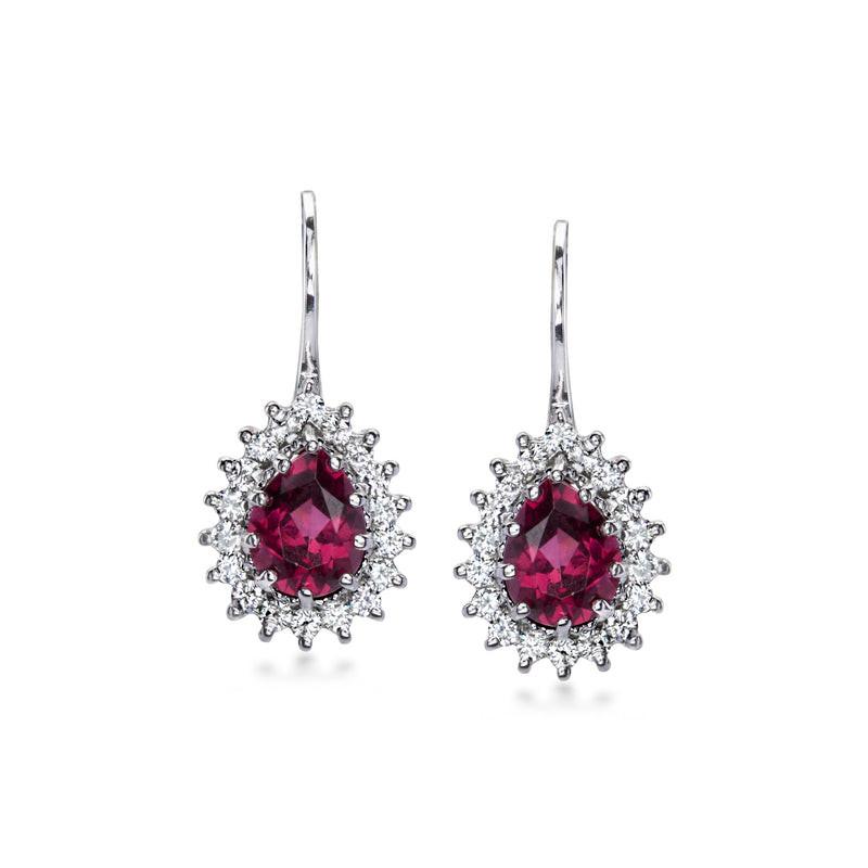 C. 2000 Vintage 2.30 ct. t.w. Rhodolite Garnet and .60 ct. t.w. Diamond Drop Earrings in 18kt White Gold