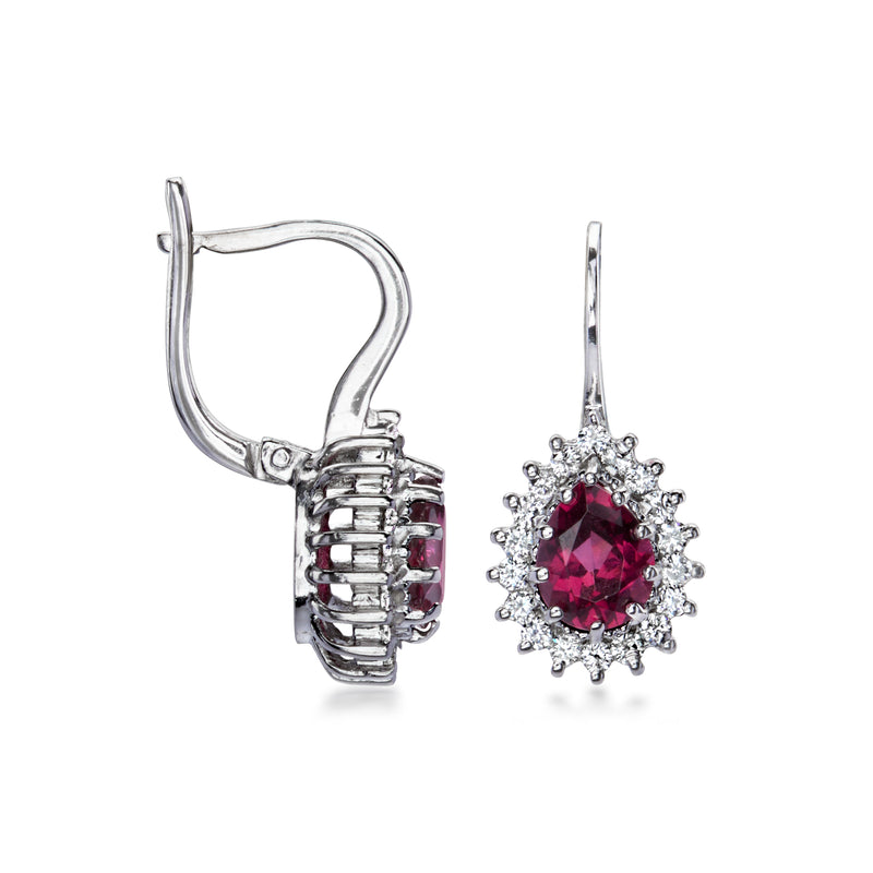 C. 2000 Vintage 2.30 ct. t.w. Rhodolite Garnet and .60 ct. t.w. Diamond Drop Earrings in 18kt White Gold