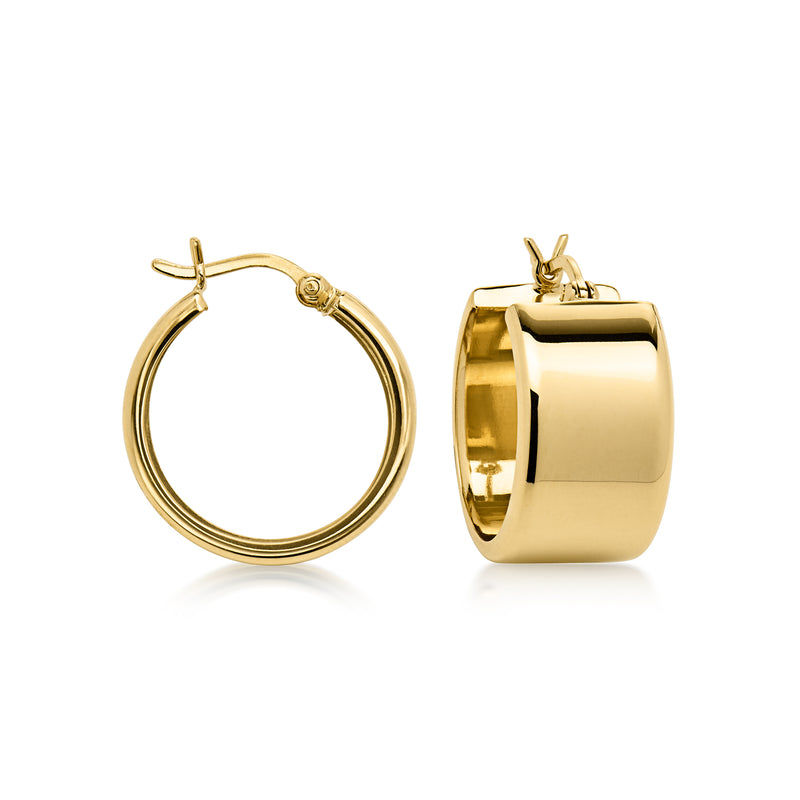C. 1990 Vintage 14kt Yellow Gold Wide Hoop Earrings. 13/16"