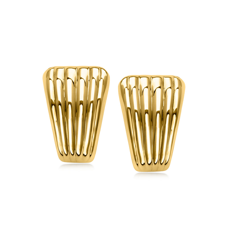 C. 1980 Vintage 14kt Yellow Gold Ridged Earrings