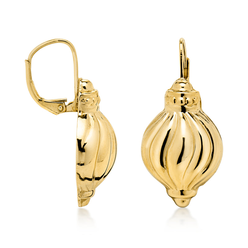 C. 1980 Vintage 14kt Yellow Gold Fluted Drop Earrings