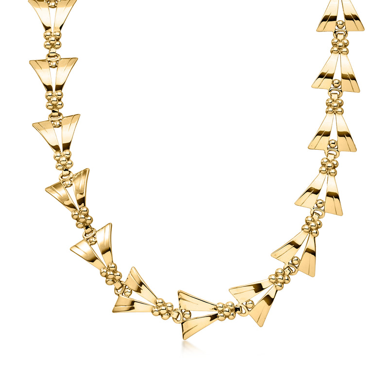 C. 1960 Vintage Tiffany Jewelry 14kt Yellow Gold Triangular-Link Necklace. 16"