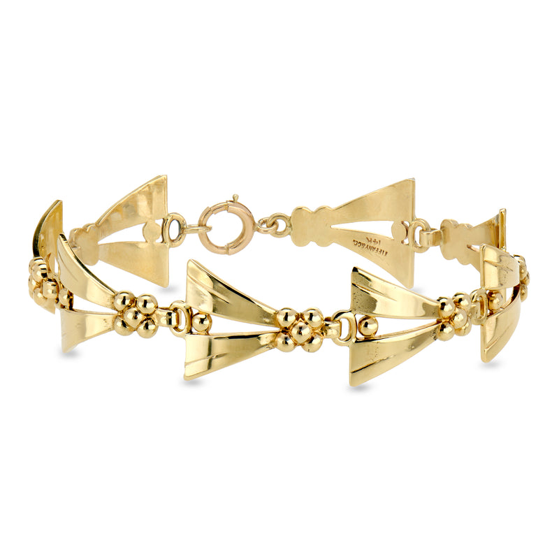 C. 1960 Vintage Tiffany Jewelry 14kt Yellow Gold Triangular-Link Bracelet. 7.5"