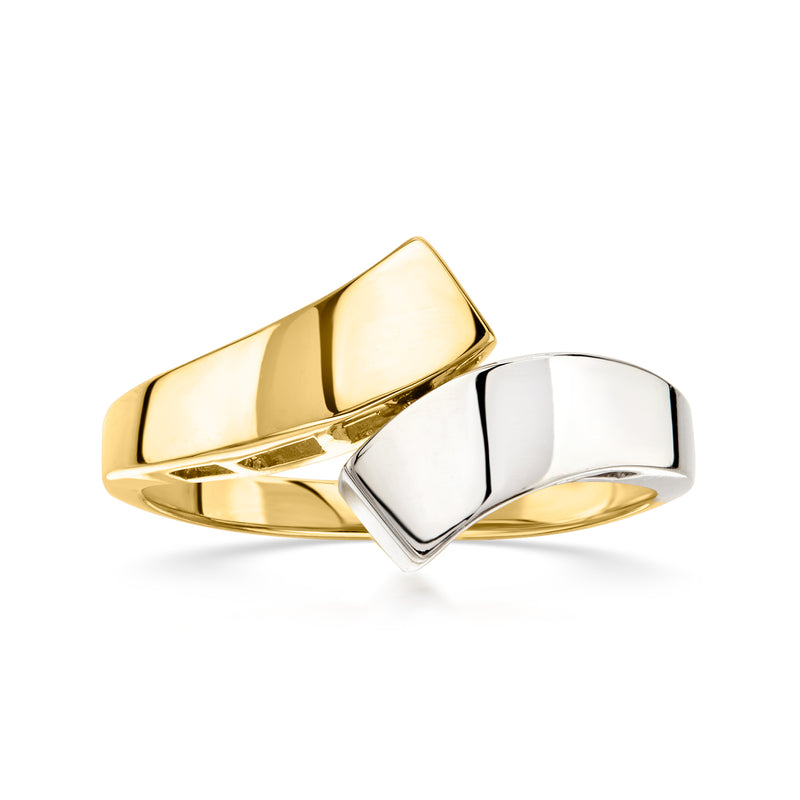 C. 1990 Vintage 14kt Two-Tone Gold Bypass Ring. Size 7.5