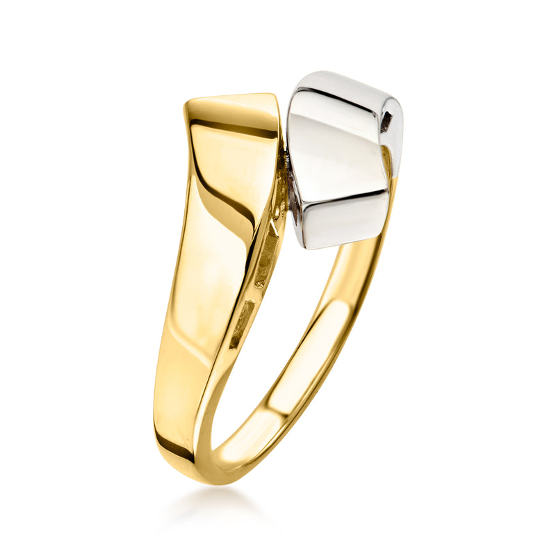 C. 1990 Vintage 14kt Two-Tone Gold Bypass Ring. Size 7.5