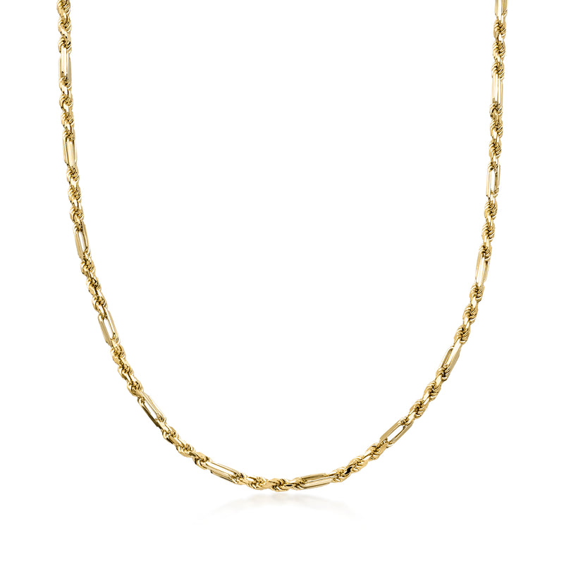 C. 1980 Vintage 14kt Yellow Gold Fancy Rope-Chain Necklace. 23.5"
