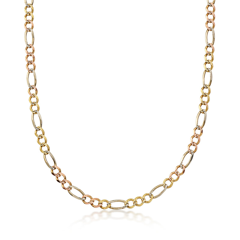 C. 1990 Vintage 5mm 14kt Tri-Colored Gold Figaro-Link Necklace. 24"