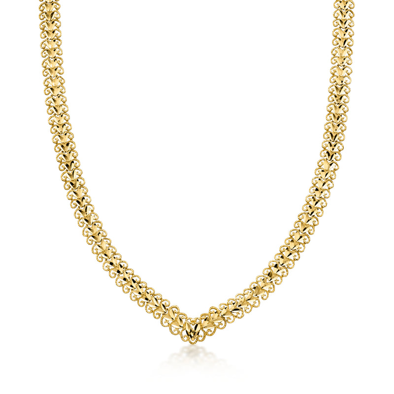 C. 1980 Vintage 14kt Yellow Gold Fancy-Link Necklace. 17.5"