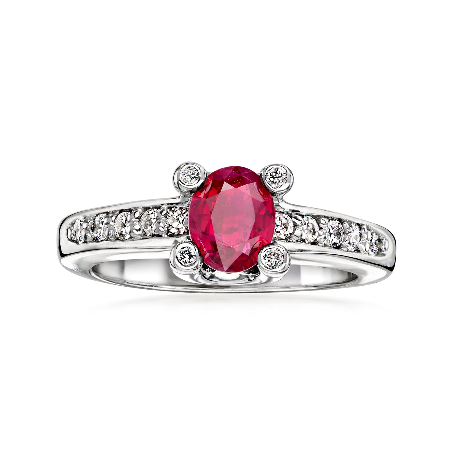 Pre-owned Ross-simons C. 1990 Vintage 1.10 Carat Ruby Ring With .35 Ct. T.w. Diamonds In 14kt White Gold In Silver