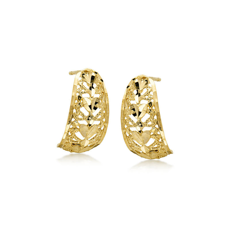 C. 1990 Vintage 10kt Yellow Gold Openwork Curved Earrings