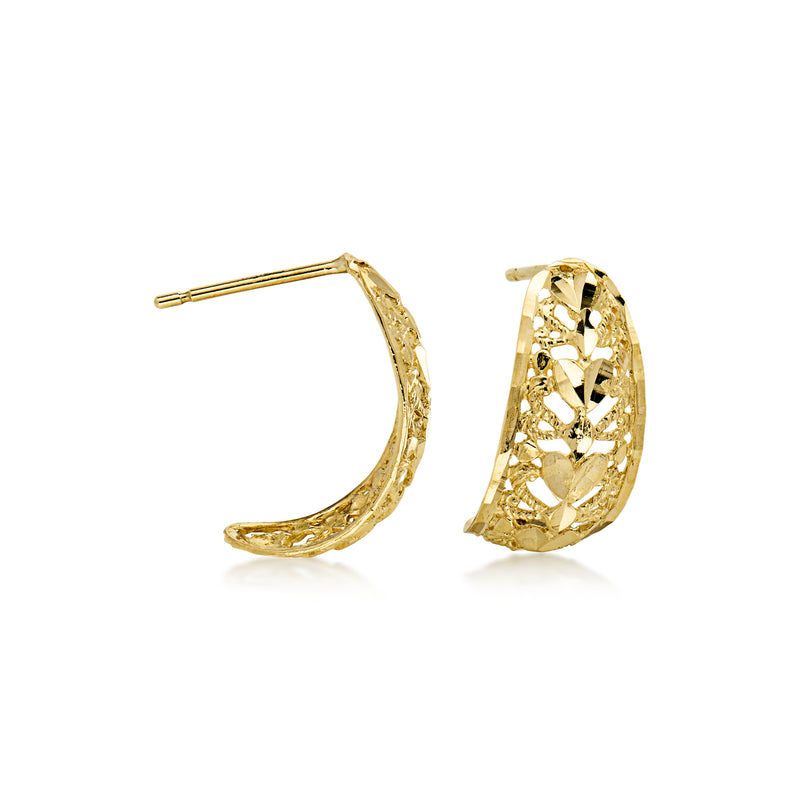 C. 1990 Vintage 10kt Yellow Gold Openwork Curved Earrings