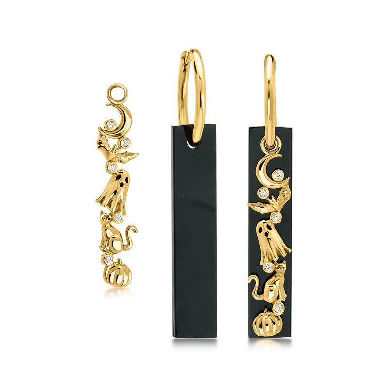Onyx and .10 ct. t.w. White Topaz Interchangeable Drop Earrings in 18kt Gold Over Sterling