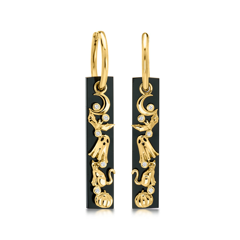 Onyx and .10 ct. t.w. White Topaz Interchangeable Drop Earrings in 18kt Gold Over Sterling