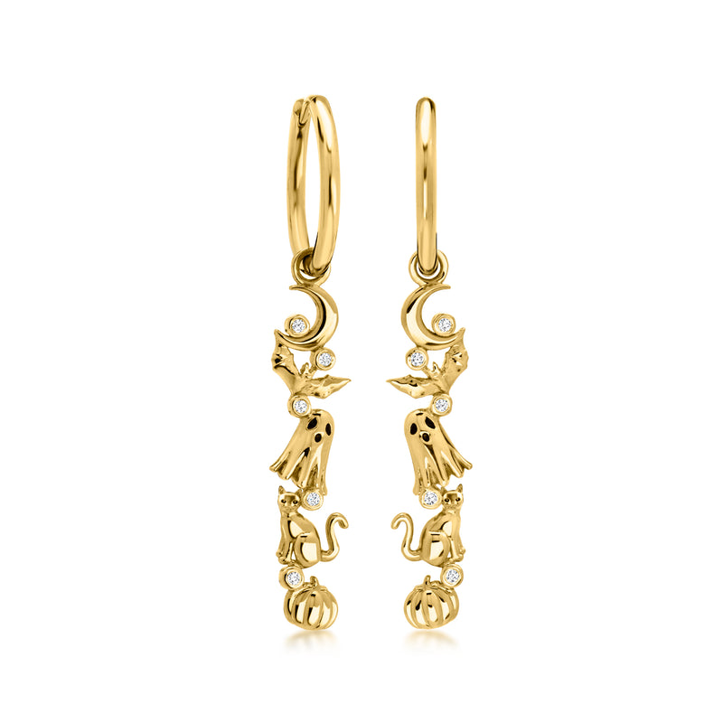 Onyx and .10 ct. t.w. White Topaz Interchangeable Drop Earrings in 18kt Gold Over Sterling