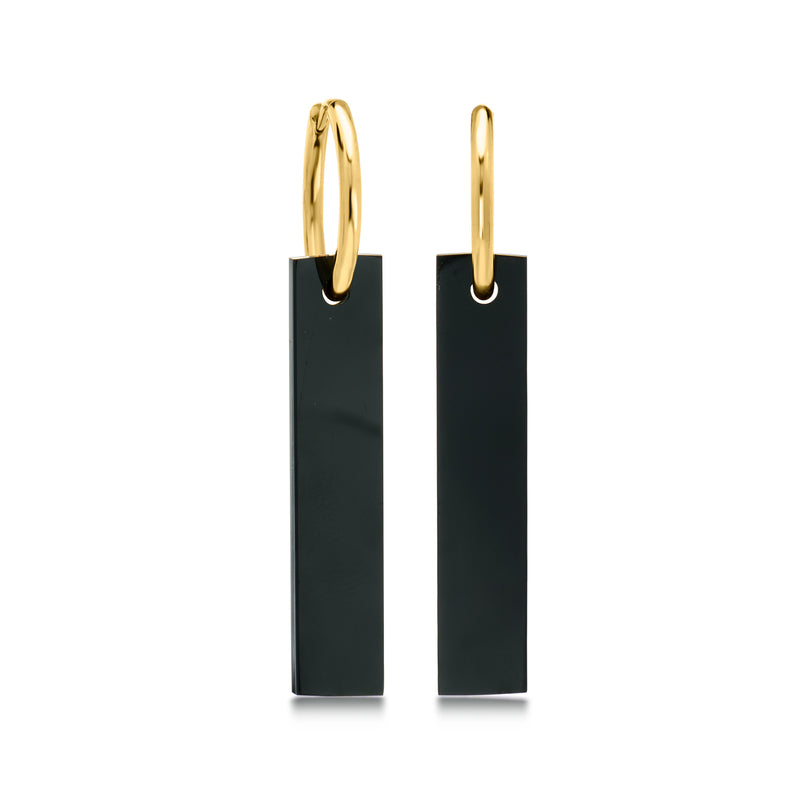 Onyx and .10 ct. t.w. White Topaz Interchangeable Drop Earrings in 18kt Gold Over Sterling