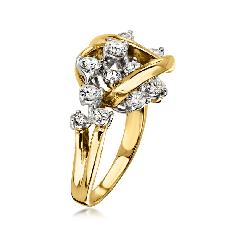 C. 1980 Vintage 1.30 ct. t.w. Diamond Abstract Ring in Platinum and 18kt Yellow Gold. Size 5.5