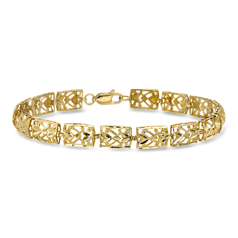 C. 1980 Vintage 10kt Yellow Gold Openwork Link Bracelet. 7"