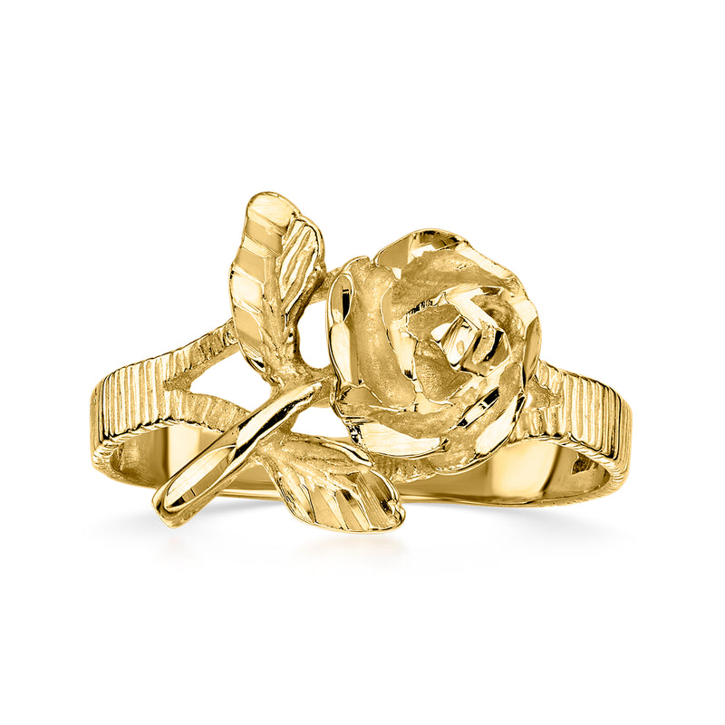 C. 1990 Vintage 14kt Yellow Gold Rose Ring. Size 6