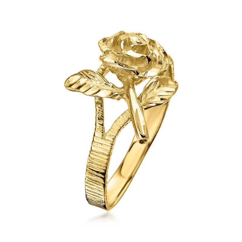 C. 1990 Vintage 14kt Yellow Gold Rose Ring. Size 6