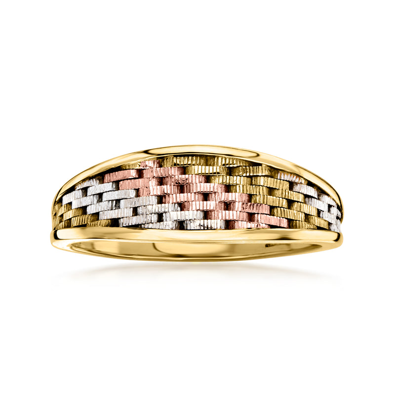 C. 1980 Vintage 14kt Tri-Colored Gold Woven Ring. Size 6.75