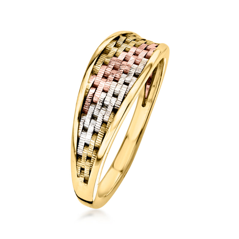 C. 1980 Vintage 14kt Tri-Colored Gold Woven Ring. Size 6.75