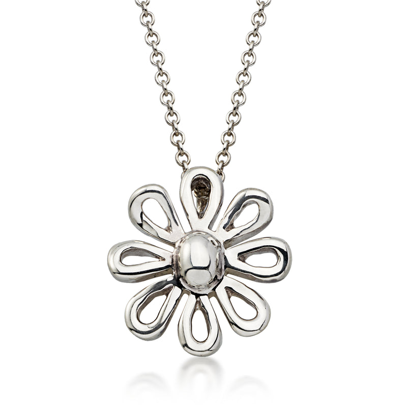 C. 1990 Vintage Tiffany Jewelry "Paloma Picasso" Sterling Silver Daisy Necklace. 16"