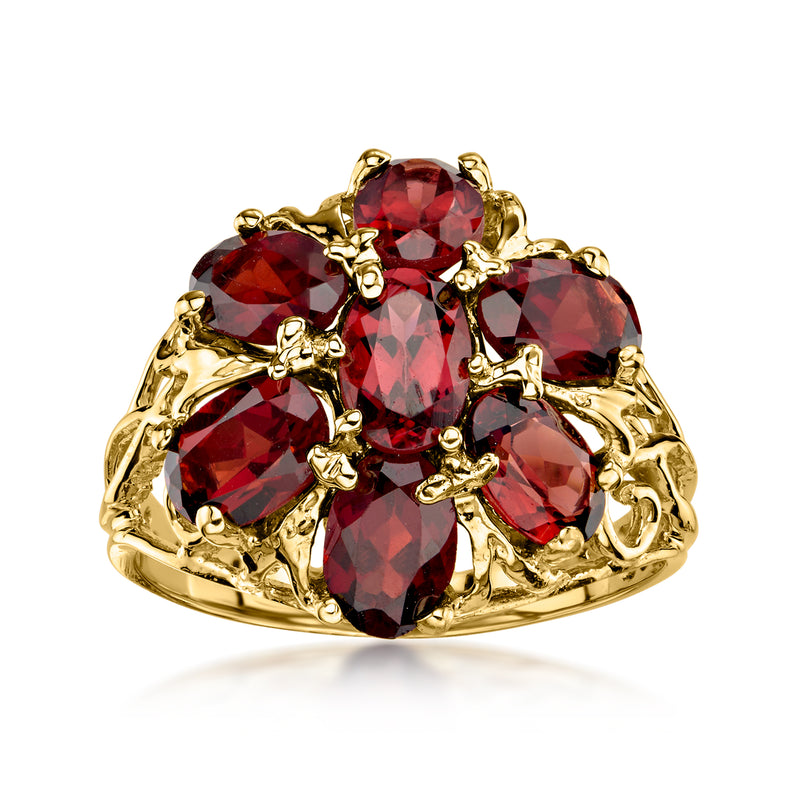 C. 1980 Vintage 3.50 ct. t.w. Garnet Cluster Ring in 14kt Yellow Gold. Size 6