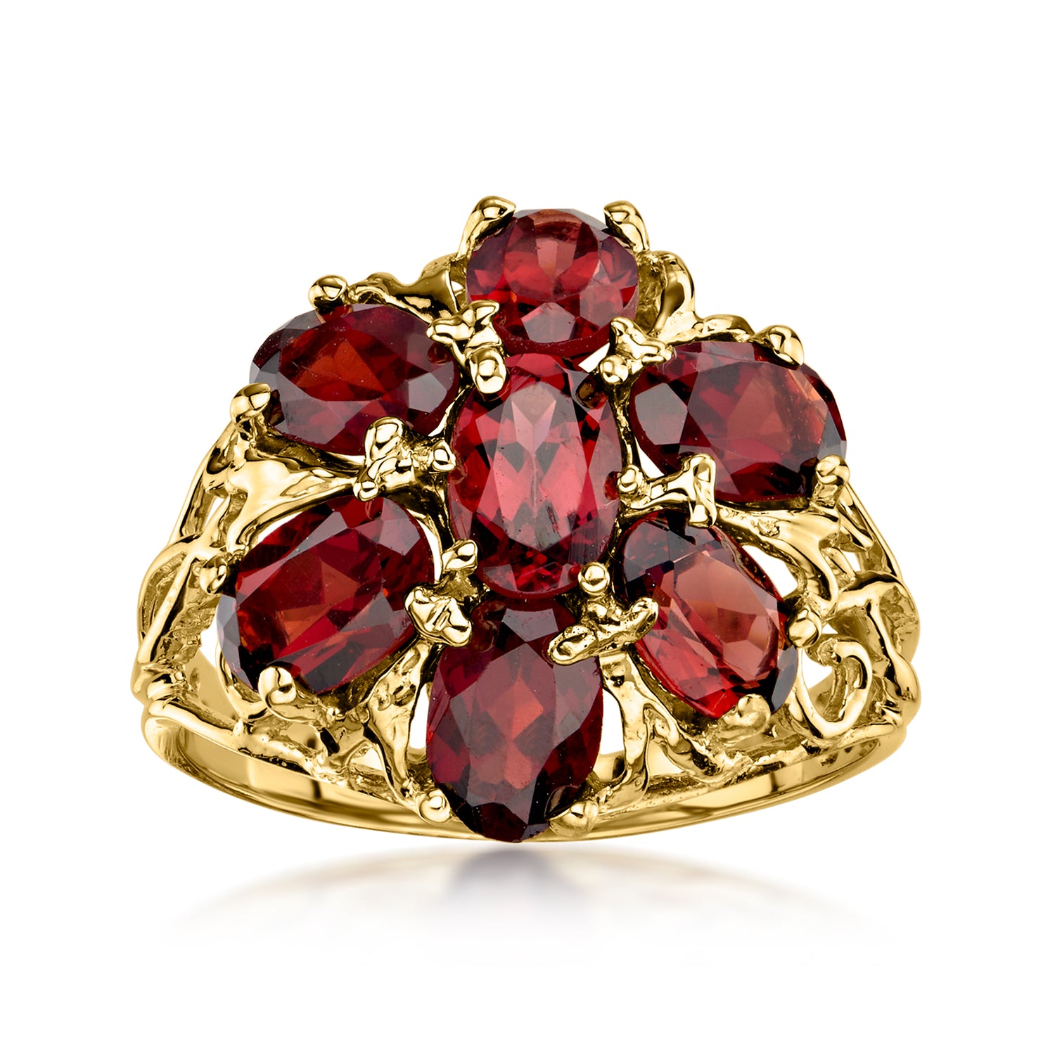 Pre-owned Ross-simons C. 1980 Vintage 3.50 Ct. T.w. Garnet Cluster Ring In 14kt Yellow Gold