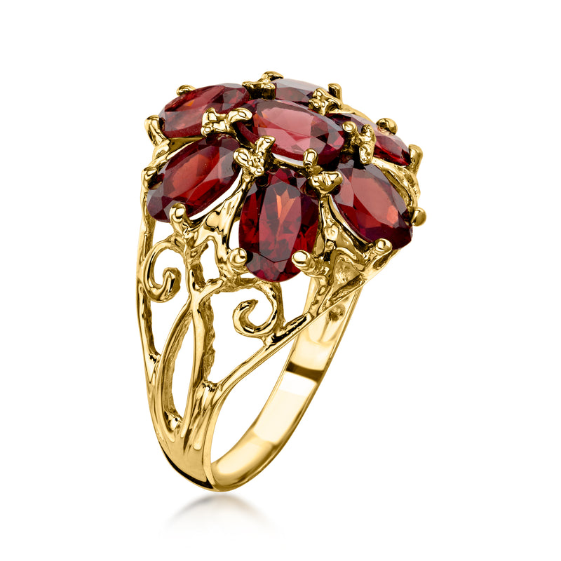 C. 1980 Vintage 3.50 ct. t.w. Garnet Cluster Ring in 14kt Yellow Gold. Size 6