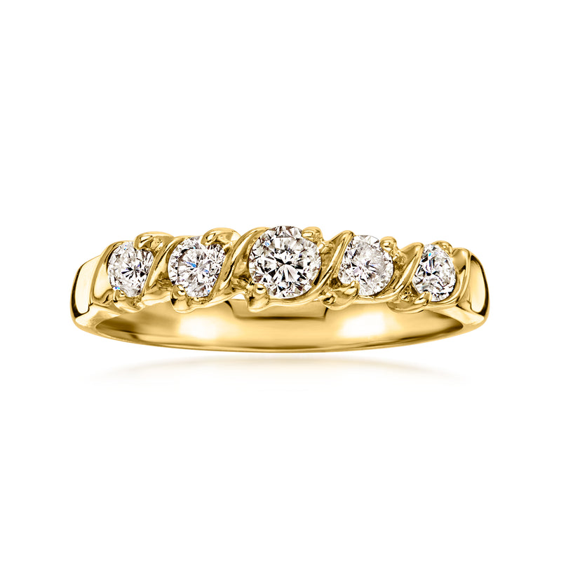 C. 1990 Vintage 1.00 ct. t.w. Diamond Five-Stone Ring in 10kt Yellow Gold. Size 6