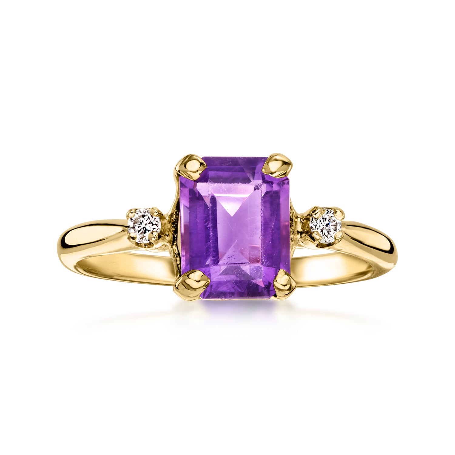 Pre-owned Ross-simons C. 1990 Vintage 1.40 Carat Amethyst Ring With Diamonds In 14kt Yellow Gold