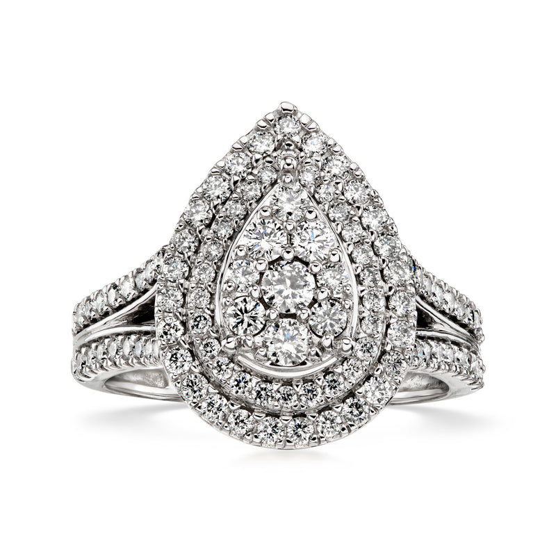 C. 2000 Vintage 1.50 ct. t.w. Diamond Cluster Ring in 10kt White Gold. Size 7