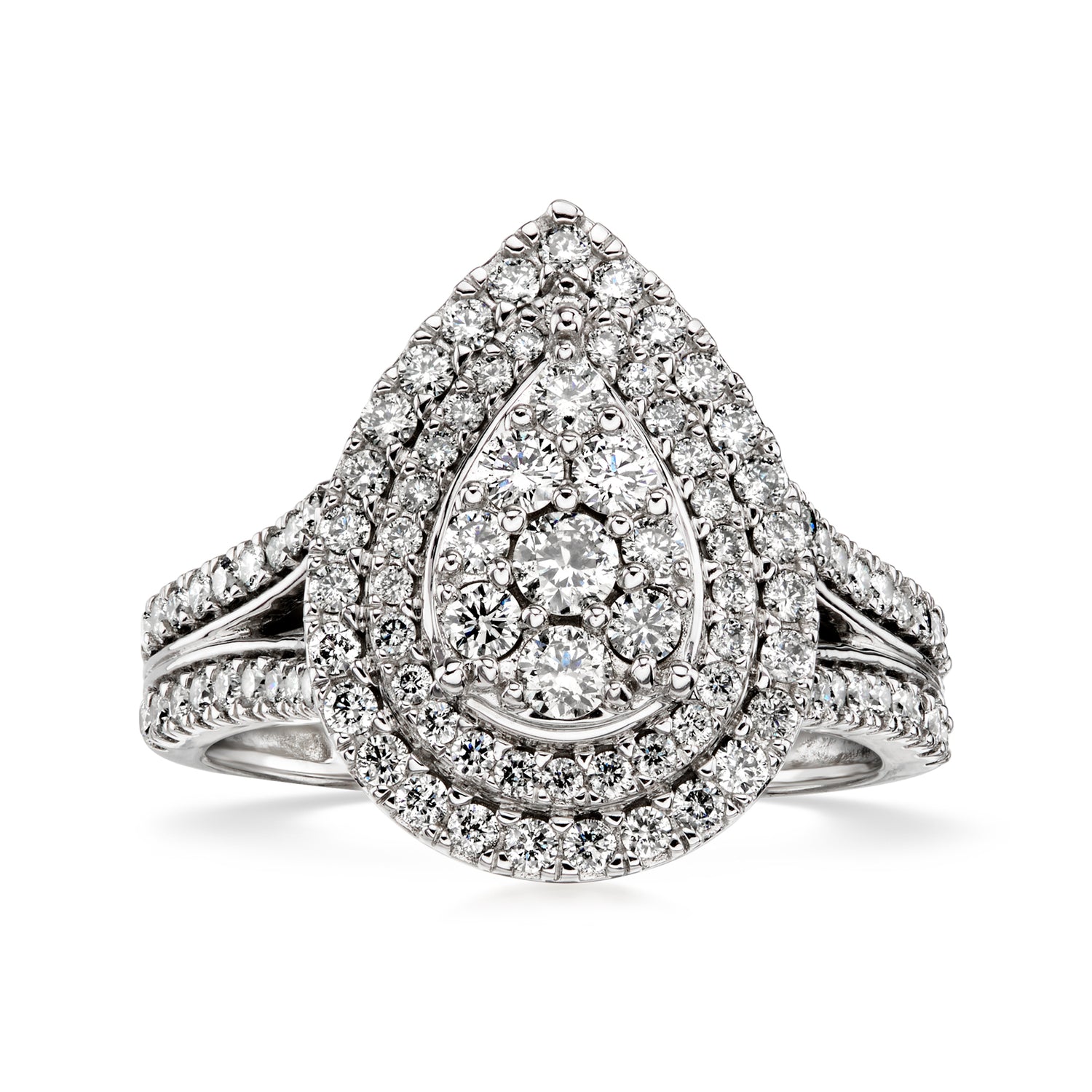 Pre-owned Ross-simons C. 2000 Vintage 1.50 Ct. T.w. Diamond Cluster Ring In 10kt White Gold In Silver