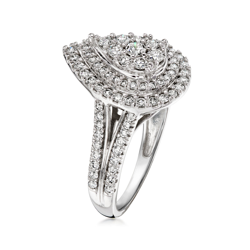 C. 2000 Vintage 1.50 ct. t.w. Diamond Cluster Ring in 10kt White Gold. Size 7