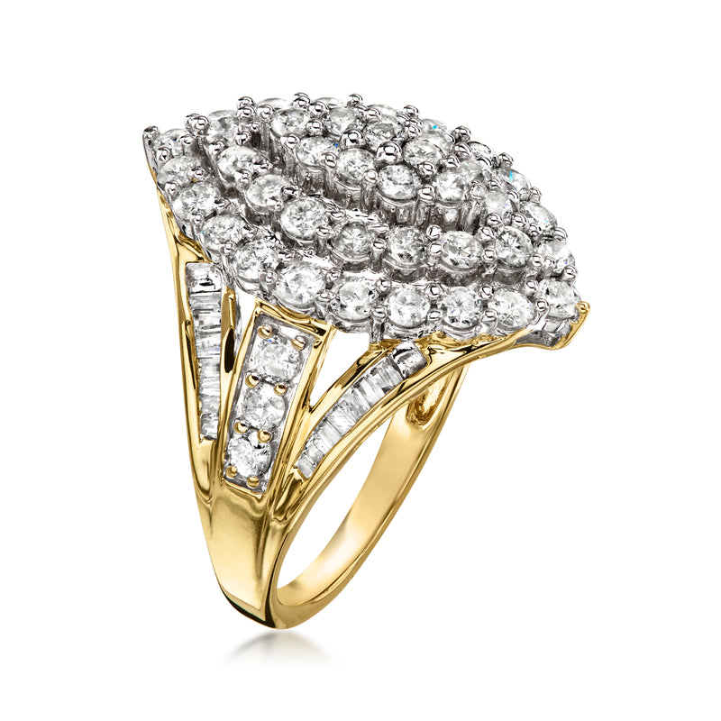 C. 1990 Vintage 2.20 ct. t.w. Diamond Ring in 10kt Yellow Gold. Size 7