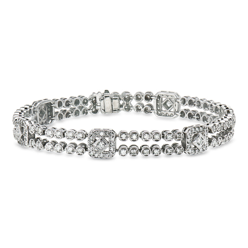 C. 1990 Vintage 3.75 ct. t.w. Diamond Two-Row Bracelet in 14kt White Gold. 7.25"
