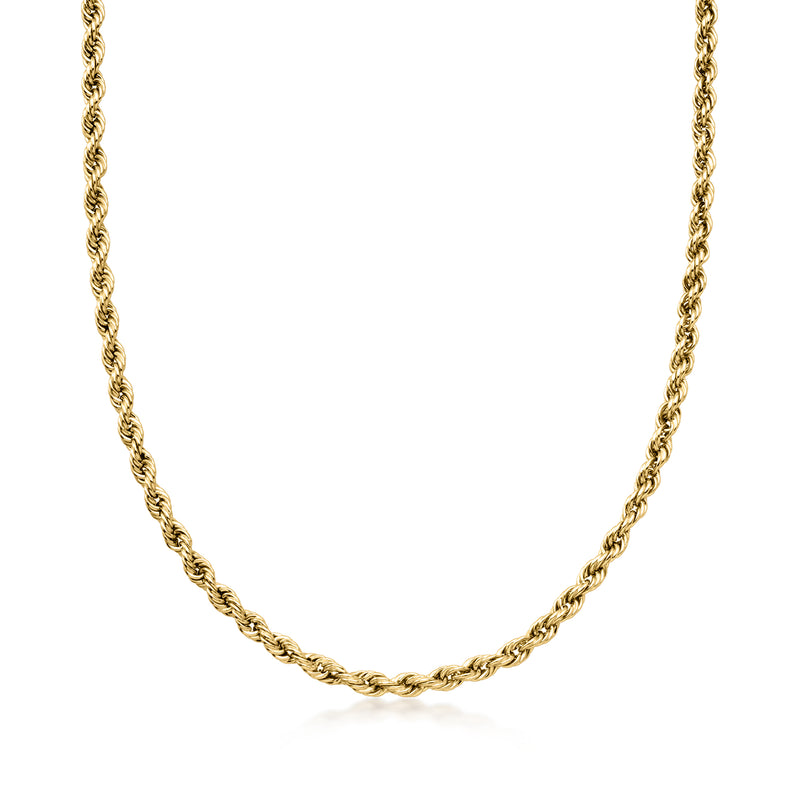 C. 1980 Vintage 3mm 14kt Yellow Gold Rope-Chain Necklace. 24.5"